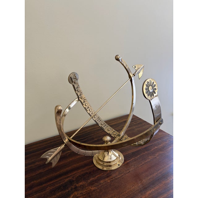 French Country Vintage English Country Brass Garden Armillary Sundial For Sale - Image 3 of 7