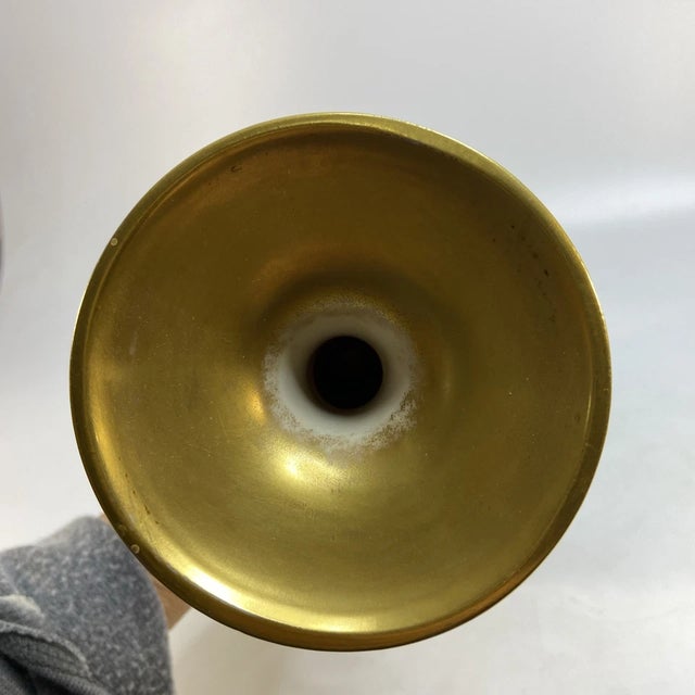 Vintage Lenox Art Deco Vase Iridescent Hand Painted Porcelain 16 in Wreath Mark For Sale In Chicago - Image 6 of 16