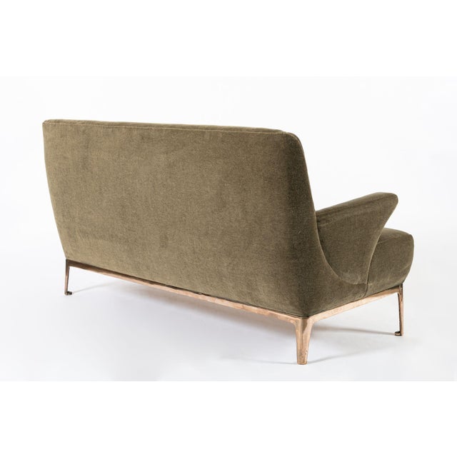 1940s Restored 1940s Art Deco Sofa Mink Mohair, Matching Chair Available For Sale - Image 5 of 14