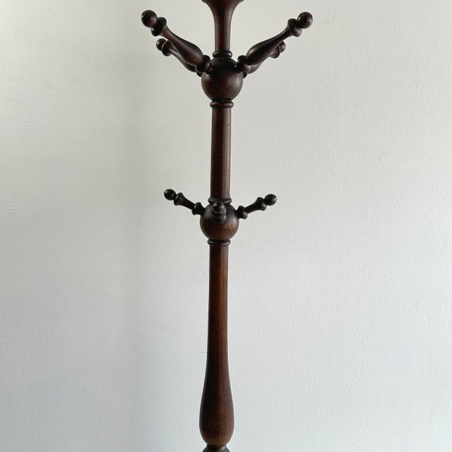 Early 20th Century Ball and Stick Hand Turned Oak Coat & Hat Rack For Sale - Image 13 of 15