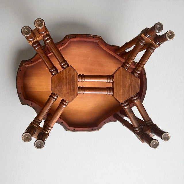 1960s Mid 20th Century Faux Bamboo Oval Shield Shape Coffee Side Table For Sale - Image 5 of 7