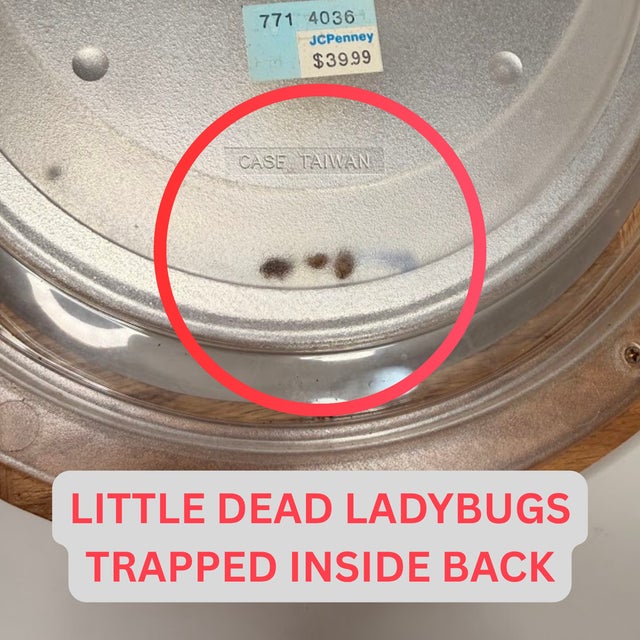 1970s Heirloom Quartz Oval Wall Clock Oak Wood Frame Gold Mid Century Modern MCM For Sale - Image 6 of 11