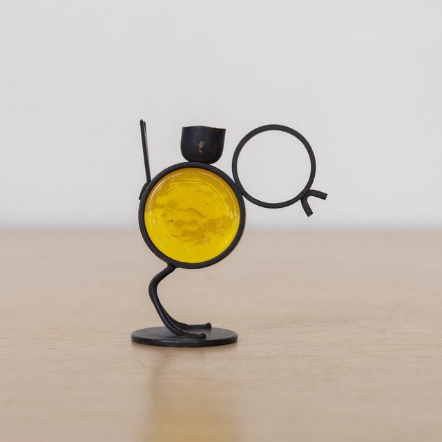 1960s Gunnar Ander Swedish Iron and Glass Candlesticks For Sale In Los Angeles - Image 6 of 11