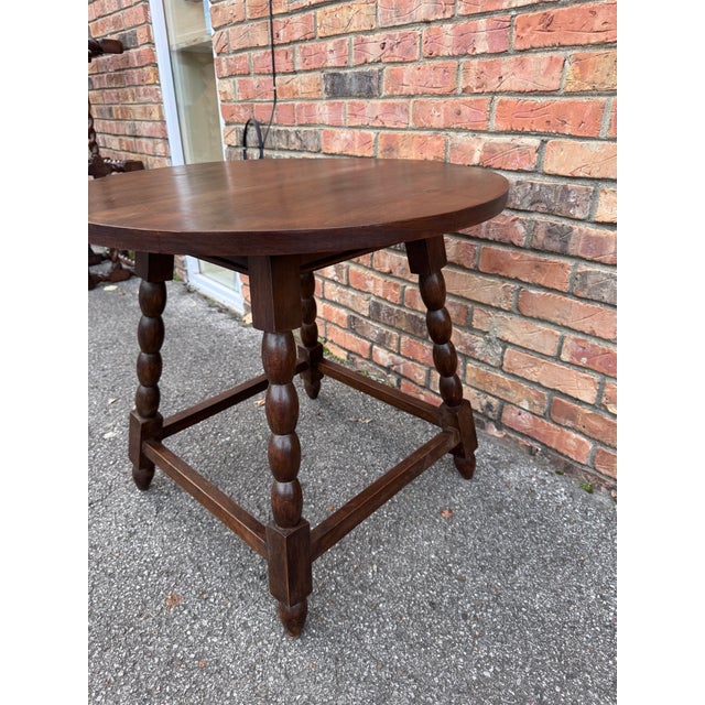 Wood Antique English Round Side Table For Sale - Image 7 of 10