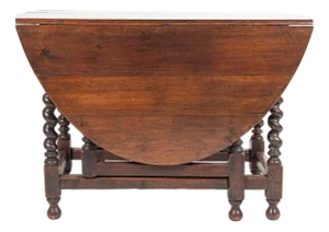 Antique Oak Gate-Leg Drop-Leaf Table With Barley-Twist Legs