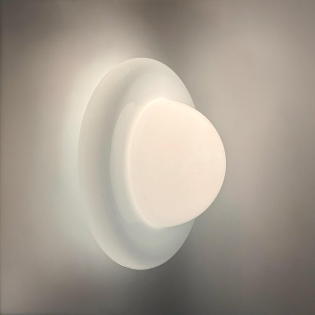 Space Age UFO Ceiling Lamp in White Opaline Glass, Italy, 1970s For Sale - Image 6 of 15