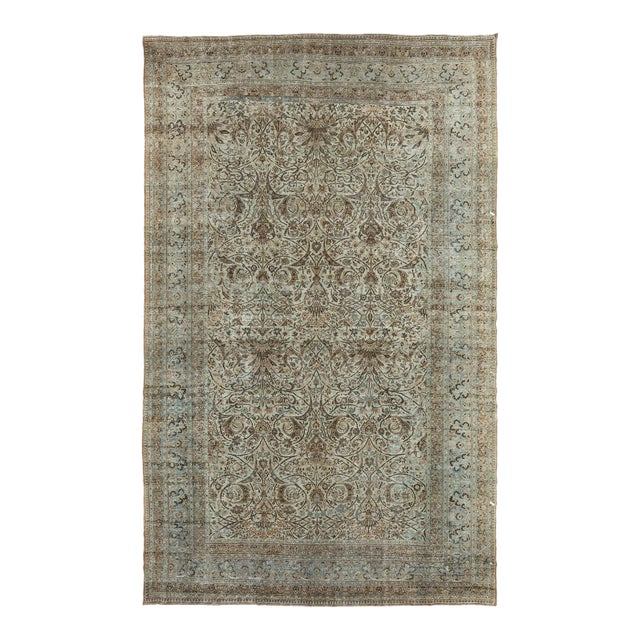 Zabihi Collection Antique Worn Persian Oversize Carpet - 14' x 22'6" For Sale