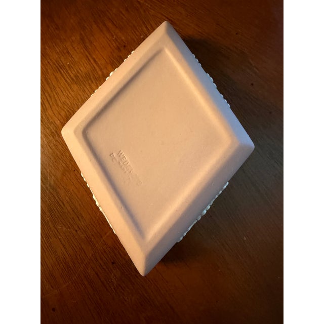Ceramic Vintage Wedgwood Jasperware Pink W/White Diamond Shape Trinket Box 2.5" X 3.25" For Sale - Image 7 of 8