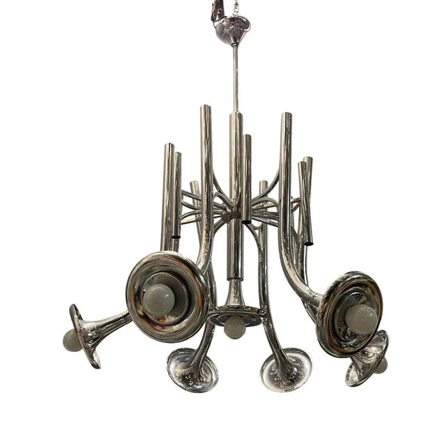 Mid-Century Chrome Chandelier, 1970s For Sale - Image 7 of 7