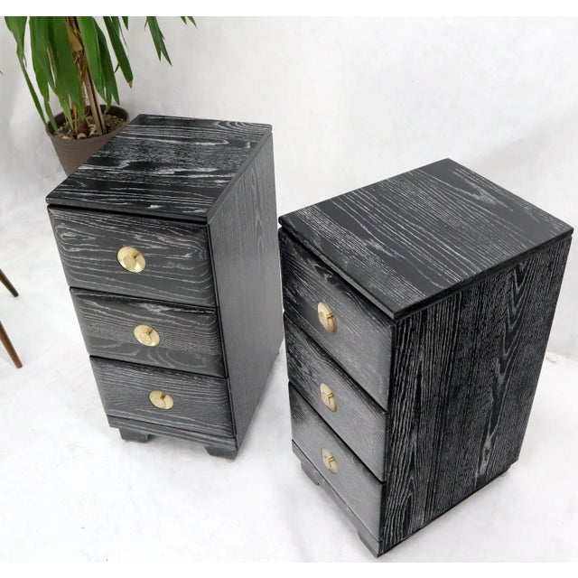 Pair of Three-Drawer Ceruised Oak Nightstands End Tables For Sale - Image 11 of 13