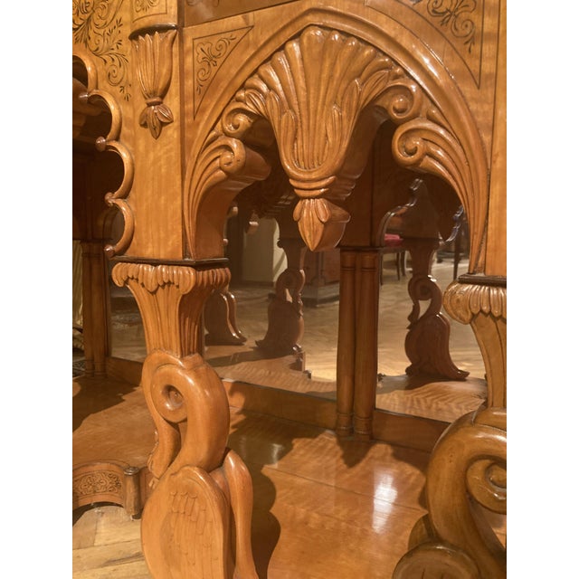 Italian Regency Hand Carved Maple Pier Console or Dressing Table with Mirror For Sale - Image 5 of 14