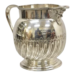 Early 20th Century Cheltenham & Co England Silver Plated Hand Chased Bacchus Wine Water Pitcher