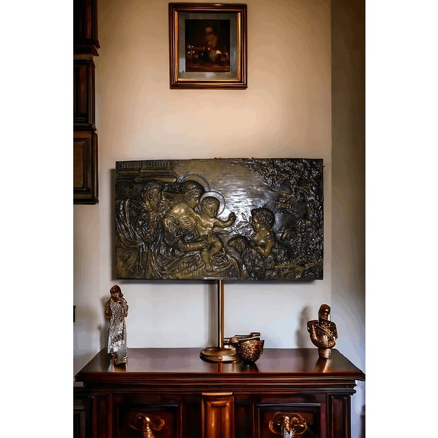 Embossed Brass Plate with the Holy Family Decor For Sale - Image 6 of 6