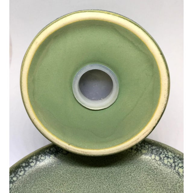 Celadon 1960s Mid-Century Modern Green Speckle Brush Holder Trinket Tray Vanity Set - Set of 2 For Sale - Image 8 of 11