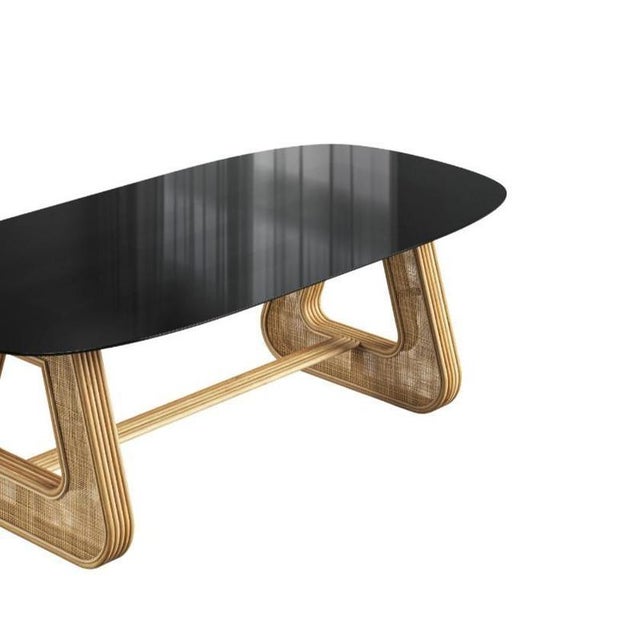 Contemporary Portofino Dining Table in Tinted Rattan and Glass by Popus Editions For Sale - Image 3 of 6