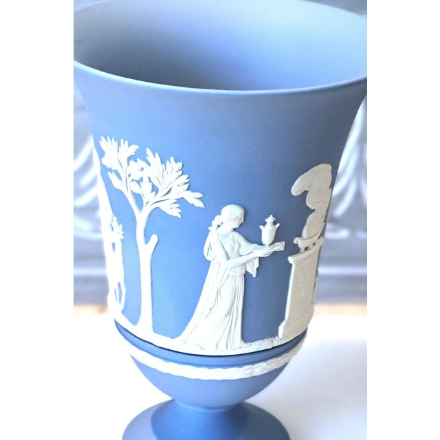 Mid-Century Modern Vintage Wedgwood Blue Jasperware Vase For Sale - Image 3 of 7