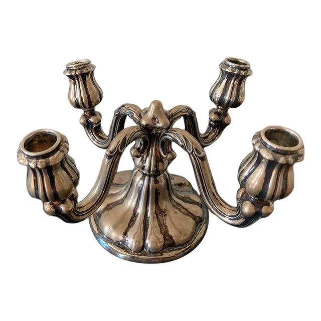 19th Century German Silver Rococo 4-Arm Candelabra For Sale