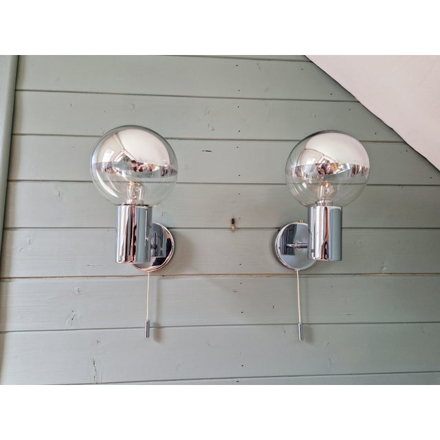 Metal Space Age Wall Sconces in Chromed Metal by Motoko Ishii for Staff Leuchten, 1970, Set of 2 For Sale - Image 7 of 17