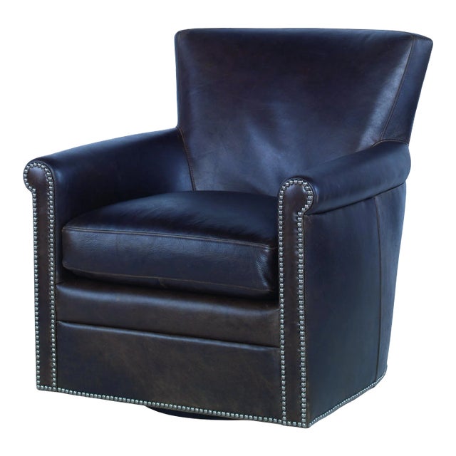 Century Furniture Cardinal Swivel Chair, Chiana Leather For Sale