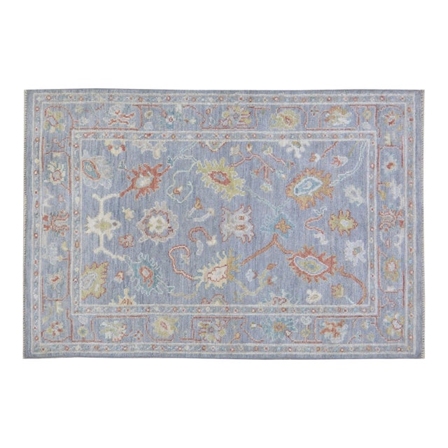 1970s Turkish Oushak Hand Knotted Wool Rug, 5'2"x7'1" For Sale