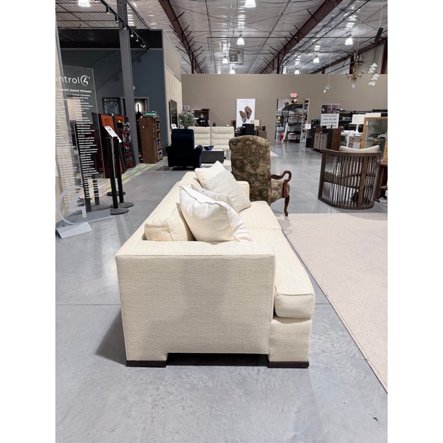 Transitional Hickory Chair Neutral Upholstered Track Arm Sofa For Sale - Image 3 of 10