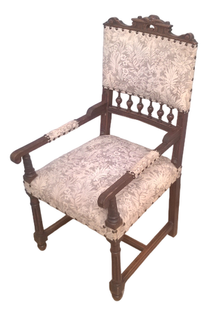 Small 19th Century Oak Throne Chair with Armrests, 1890s