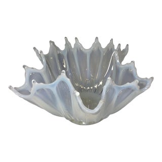 Mid-Century Modern Fostoria Glass Heirloom Opalescent Handkerchief Bowl For Sale