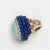 Metal Vintage 14k Yellow Gold Diamond Turquoise Lapis Cocktail Ring C. 1960s, Size 7.5 For Sale - Image 7 of 9