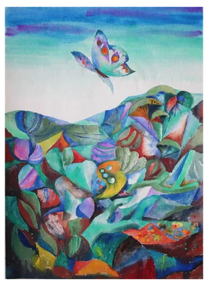 Malda Muizule, Butterfly, 1968, Watercolor on Paper