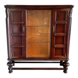 Vintage C1950’s Belgian Burlwood and Birdeye’s Maple Display Cabinet