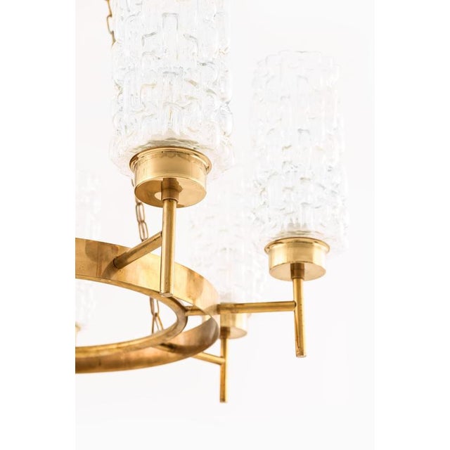 Carl Fagerlund Chandelier in Brass and Glass by Carl Fagerlund, 1950s For Sale - Image 4 of 12