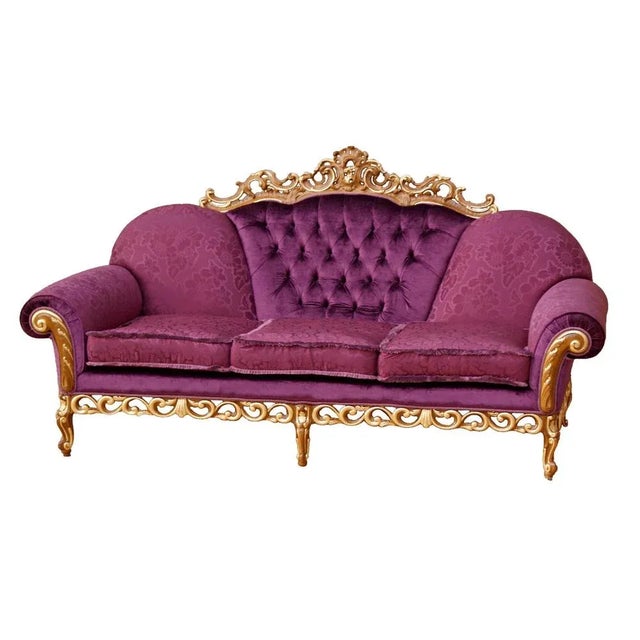 Textile Baroque Style Carved and Gold Sofa For Sale - Image 7 of 7