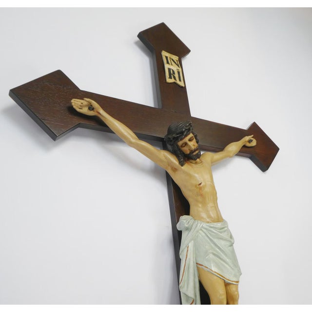 Large Antique Wooden Crucifix For Sale - Image 10 of 10