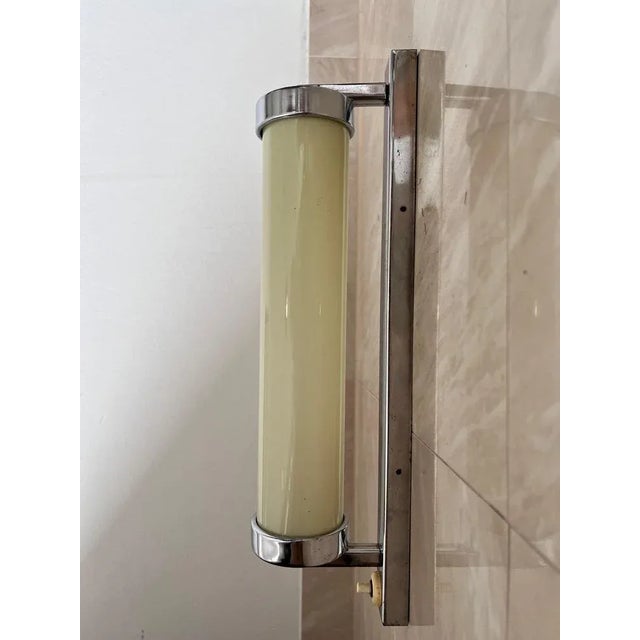 Bauhaus Big Chrome Milk Glass Wall Lamp, 1930s For Sale - Image 6 of 7