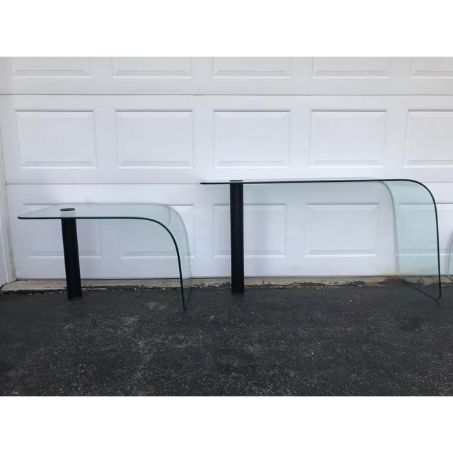 1980s Minimalist Glass Waterfall Sofa Table or Matching End Table Chairish
