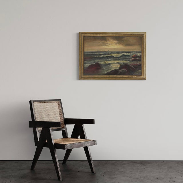 Red Jacques Willett (Russian/American 1882-1958) Expressionist Seascape at Sunset With Boats, Signed (C. 1910, Oil on Canvas) For Sale - Image 8 of 8