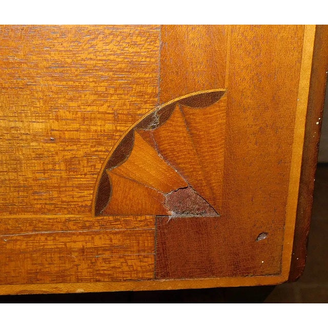 Late 19th Century Mahogany Slant-Front Bureau Desk With Marquetry Inlay and Brass Hardware For Sale - Image 11 of 12