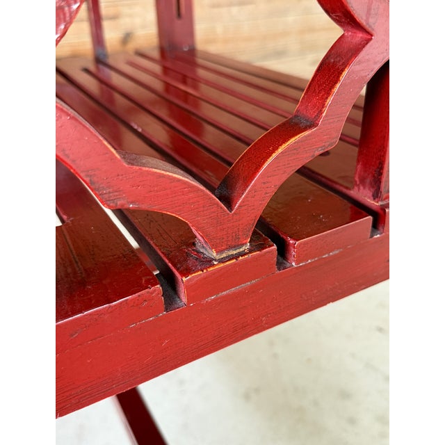 Pair of Early 21st Century Red Lacquered Chinoiserie Armchairs For Sale In Naples, FL - Image 6 of 12