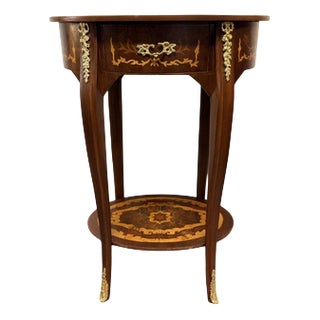 Inlaid Oval Side Table For Sale