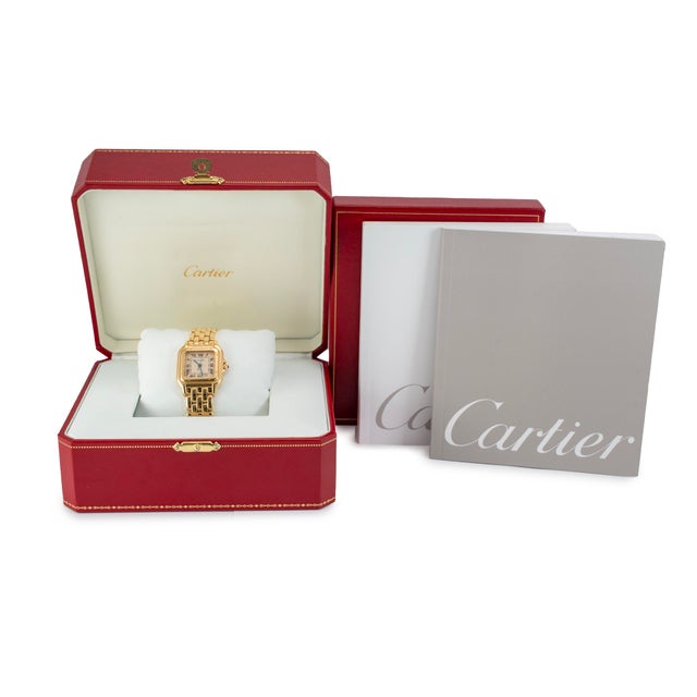 Cartier Panthere Medium Size 27mm 8839 18k Yellow Gold White Roman Quartz Watch For Sale - Image 10 of 10