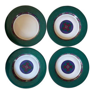 Vintage Dansk Quilting Emerald Braid Salad Plate - Set of 4 For Sale