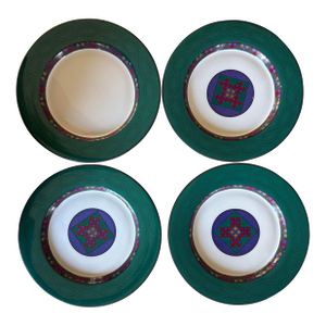 Vintage Dansk Quilting Emerald Braid Salad Plate - Set of 4
