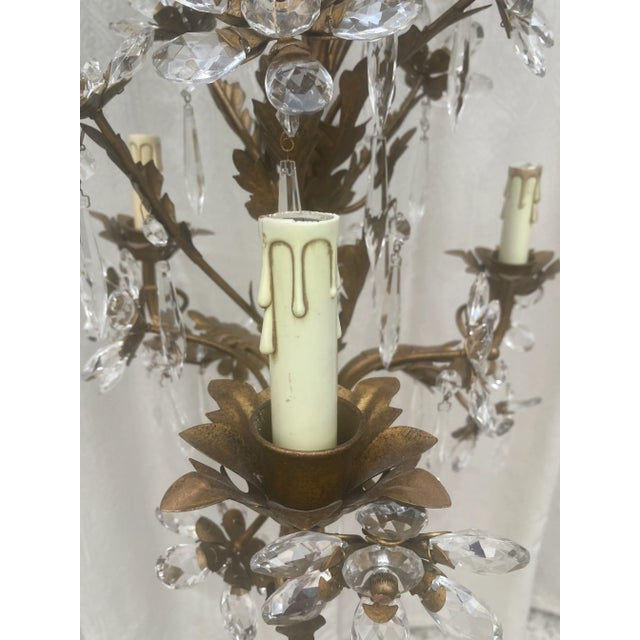 French Vintage Circa 1920 French Crystal Flowers Chandelier For Sale - Image 3 of 13