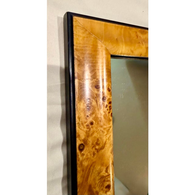 Late 20th Century Late 20th C. Art Deco Revival Burl Wood and Black Wall Mirror For Sale - Image 5 of 8