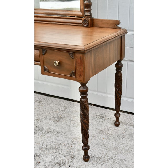 Antique Carved Mahogany Regency Style Vanity W/Mirror For Sale In Philadelphia - Image 6 of 12