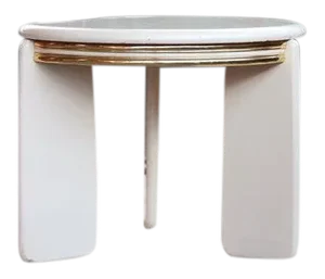 1980s Postmodern Regency Brass + White Lacquered Coffee Table in the Manner of Karl Springer