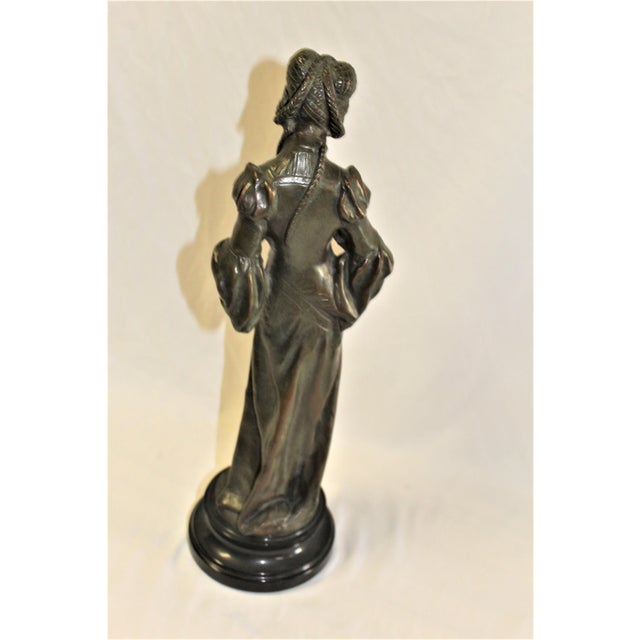 1990s Art Nouveau Bronze Lady Marble Base 'The book Lady' For Sale - Image 18 of 18