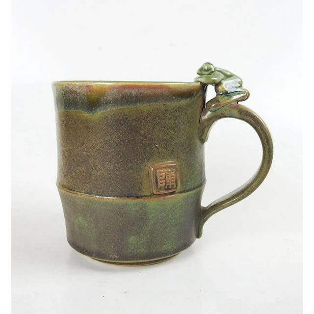 Early 21st Century V Chin Blue Olive Green Porcelain Studio Pottery Mug Vorakit Chinookoswong For Sale - Image 5 of 8