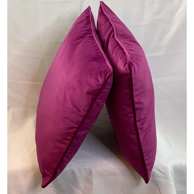 2020s Contemporary Italian Boysenberry Purple Velvet Pillows - A Pair For Sale - Image 5 of 6