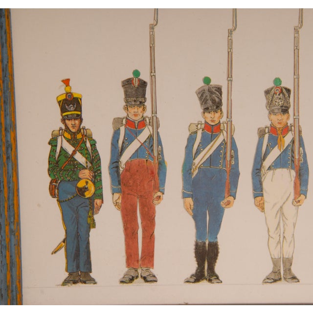 Vintage Napoleonic Military Costume Lithographs Collage Framed French Wall Art Set of 3 For Sale - Image 14 of 18